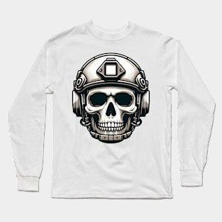 Tactical Skull Dominance Tee: Where Strength Meets Edgy Elegance Long Sleeve T-Shirt